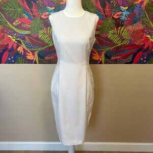 Elegant White Calvin Klein Womens Sleeveless Sheath Dress Size 2 Gold Zipper